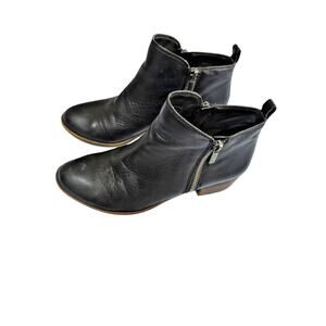 Lucky Brand Basel Black Soft Leather Bootie Womens Size 7.5 Block Heel